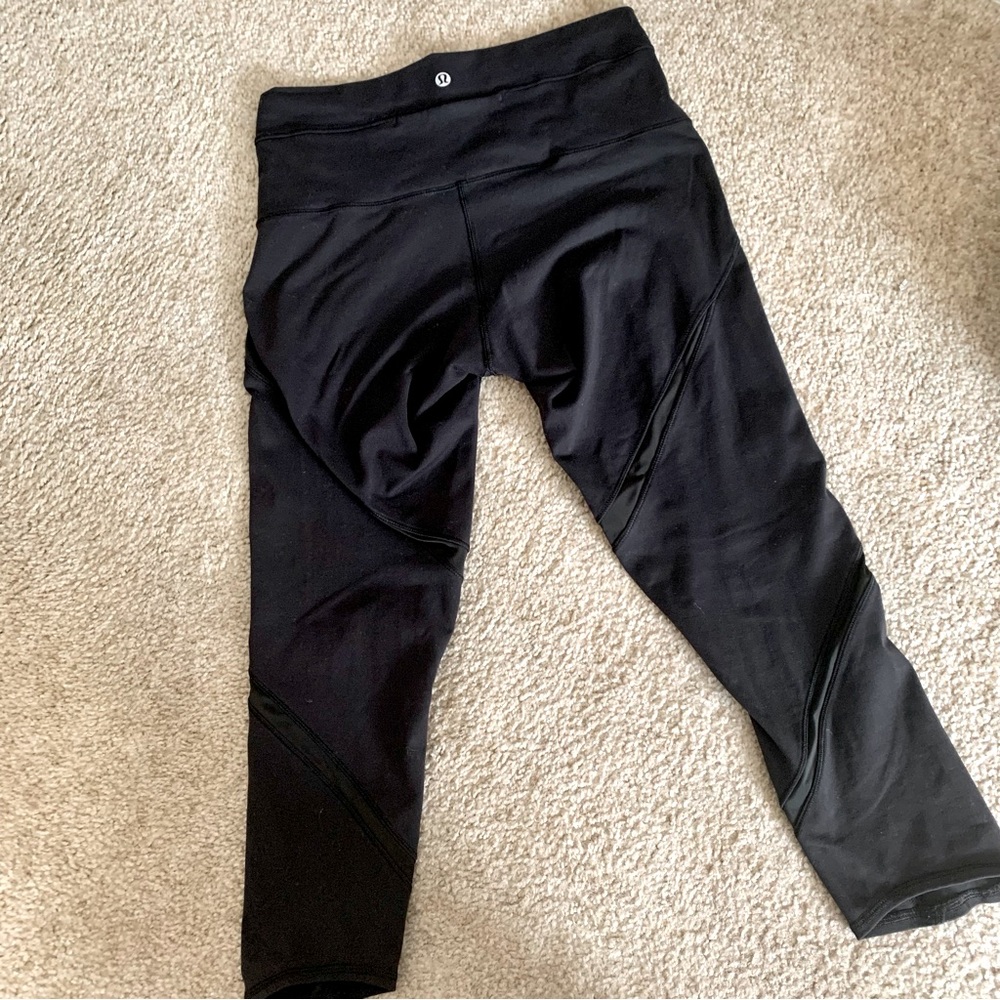 Lululemon Capri Black Leggings with Knee Detail 8
